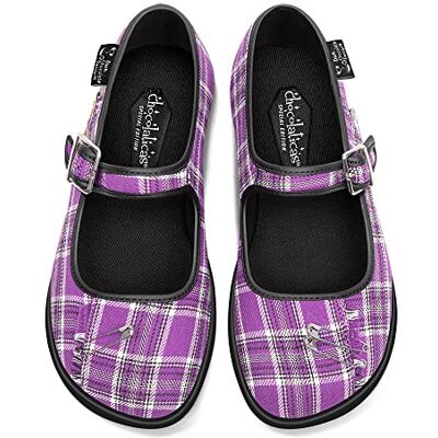 ZCHPUR07 Hot Chocolate Design Chocolaticas Funky Canvas damskie płaskie buty Mary Jane, Fioletowy tartan, 38 EU ZCHPUR07 Hot Chocolate Design Chocolaticas Funky Canvas damskie płaskie buty Mary Jane, Fioletowy tartan, 38 EU