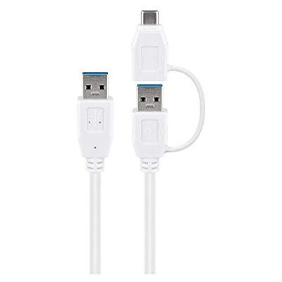 goobay Wentronic USB 3.0 kabel z 1 adapterem USB A na USB-C, biały, 0,5 m – > (55559) goobay Wentronic USB 3.0 kabel z 1 adapterem USB A na USB-C, biały, 0,5 m – > (55559)