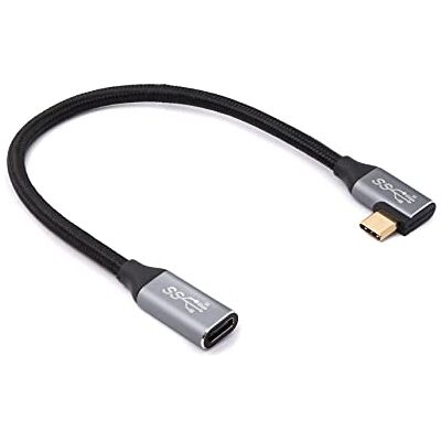 System-S USB 3.1 Gen 2 kabel 25 cm typ C wtyk do gniazda pleciony adapter kątowy System-S USB 3.1 Gen 2 kabel 25 cm typ C wtyk do gniazda pleciony adapter kątowy
