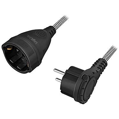 LogiLink LPS104 przedłużacz kabla sieciowego, CEE 7/7 do CEE 7/3, z praktycznym składanym uchwytem i kablem tekstylnym, 3 m LogiLink LPS104 przedłużacz kabla sieciowego, CEE 7/7 do CEE 7/3, z praktycznym składanym uchwytem i kablem tekstylnym, 3 m