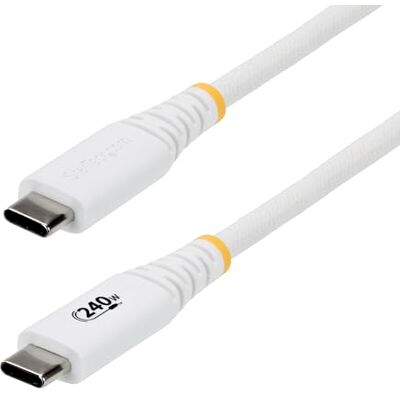 StarTech Kabel do ładowania USB C 240 W (5 A) PD EPR, USB 2.0, kabel do ładowania do laptopa, USB-IF, wytrzymały kabel do ładowania USB-C, biały StarTech Kabel do ładowania USB C 240 W (5 A) PD EPR, USB 2.0, kabel do ładowania do laptopa, USB-IF, wytrzymały kabel do ładowania USB-C, biały
