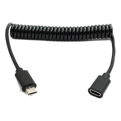 System-S Kabel USB 2.0 100 cm Micro B wtyczka do gniazda spirala adapter w kolorze czarnym System-S Kabel USB 2.0 100 cm Micro B wtyczka do gniazda spirala adapter w kolorze czarnym