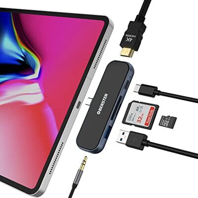OBERSTER Adapter USB C HUB, stacja dokująca 6 w 1 USB C z 4K HDMI, USB 3.0, typ C PD, czytnikiem kart SD/TF i gniazdem audio, kompatybilny z tabletami, laptopami, Windows, MacOS, MacOS, MacBook OBERSTER Adapter USB C HUB, stacja dokująca 6 w 1 USB C z 4K HDMI, USB 3.0, typ C PD, czytnikiem kart SD/TF i gniazdem audio, kompatybilny z tabletami, laptopami, Windows, MacOS, MacOS, MacBook