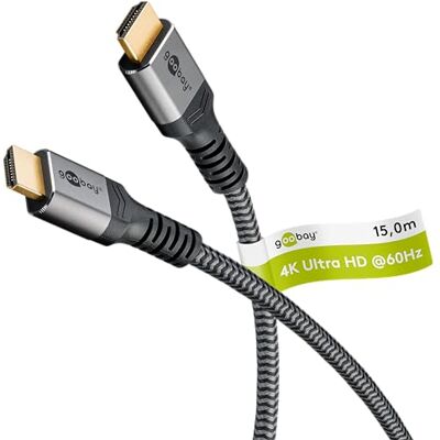 goobay 64998 Kabel HDMI High Speed z Ethernet 2.0 / Rozdzielczości UHD do 4K przy 50/60 / Przedłużacz HDMI do PS5, Xbox, Apple TV 4k / Złote wtyczki zapobiegają korozji/szary/15m goobay 64998 Kabel HDMI High Speed z Ethernet 2.0 / Rozdzielczości UHD do 4K przy 50/60 / Przedłużacz HDMI do PS5, Xbox, Apple TV 4k / Złote wtyczki zapobiegają korozji/szary/15m