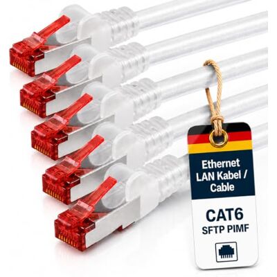 1aTTack.de 1 m kabel Ethernet Cat6 Lan Patch Cat 6 kable Internet Rj45 wtyczka 1 Gbit/s SFTP PIMF do przełącznika, routera, modemu, komputera, gier, telewizora, patchfield, przezroczystych, 5 sztuk, 1 1aTTack.de 1 m kabel Ethernet Cat6 Lan Patch Cat 6 kable Internet Rj45 wtyczka 1 Gbit/s SFTP PIMF do przełącznika, routera, modemu, komputera, gier, telewizora, patchfield, przezroczystych, 5 sztuk, 1