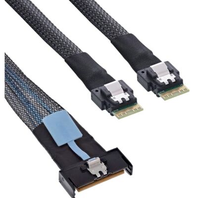 InLine Kabel MCIO, MCIO x8, wtyczka do 2X SFF-8654 4i, PCIe Gen5 NVMe SAS High-Speed Twinax kabel do transmisji danych, 0,75 m, 27663B InLine Kabel MCIO, MCIO x8, wtyczka do 2X SFF-8654 4i, PCIe Gen5 NVMe SAS High-Speed Twinax kabel do transmisji danych, 0,75 m, 27663B