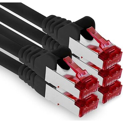 1aTTack.de 5x kabel krosowy 10m CAT6 S/FTP ekranowany kabel sieciowy PIMF CAT.6 RJ45 kabel Ethernet router LAN DSL przełącznik modemu panel krosowy czarny 5 sztuk 1aTTack.de 5x kabel krosowy 10m CAT6 S/FTP ekranowany kabel sieciowy PIMF CAT.6 RJ45 kabel Ethernet router LAN DSL przełącznik modemu panel krosowy czarny 5 sztuk