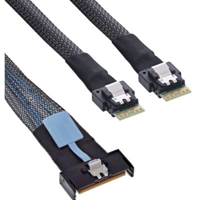InLine Kabel MCIO, MCIO x8, wtyczka do 2X SFF-8654 4i, PCIe Gen5 NVMe SAS High-Speed Twinax kabel do transmisji danych, 0,5 m, 27663A InLine Kabel MCIO, MCIO x8, wtyczka do 2X SFF-8654 4i, PCIe Gen5 NVMe SAS High-Speed Twinax kabel do transmisji danych, 0,5 m, 27663A