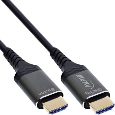InLine Kabel HDMI AOC Ultra High Speed HDMI 2.1, kabel światłowodowy do 8K 60Hz 4K 240Hz, wtyczka aluminiowa, ARC eARC HDR, pozłacany, 20 m, 17920X InLine Kabel HDMI AOC Ultra High Speed HDMI 2.1, kabel światłowodowy do 8K 60Hz 4K 240Hz, wtyczka aluminiowa, ARC eARC HDR, pozłacany, 20 m, 17920X