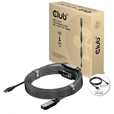 Club 3D USB 3.2 Gen1 aktywny przedłużacz 15 metrów St./B 28AWG Club 3D USB 3.2 Gen1 aktywny przedłużacz 15 metrów St./B 28AWG