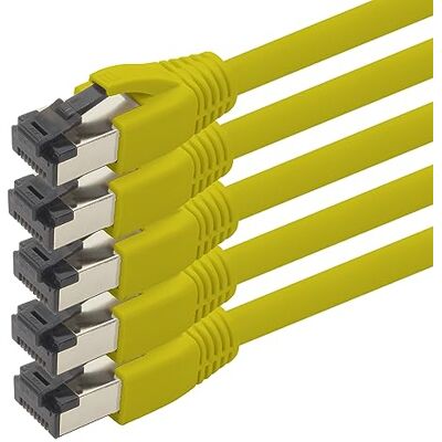 1aTTack.de 0,5 m Cat 8 kabel sieciowy CAT8 kabel żółty 5 sztuk Cat.8 Lan 2000 Mhz 40 Gbit s 40GBase-T Poe+ kabel krosowy kabel Ethernet LSZH 5 x 0,5 m żółty 1aTTack.de 0,5 m Cat 8 kabel sieciowy CAT8 kabel żółty 5 sztuk Cat.8 Lan 2000 Mhz 40 Gbit s 40GBase-T Poe+ kabel krosowy kabel Ethernet LSZH 5 x 0,5 m żółty