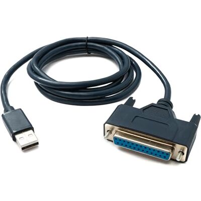 System-S Kabel USB 2.0 120 cm typ A wtyczka do D Sub 25 pin gniazdo IEEE 1248 adapter w kolorze niebieskim System-S Kabel USB 2.0 120 cm typ A wtyczka do D Sub 25 pin gniazdo IEEE 1248 adapter w kolorze niebieskim