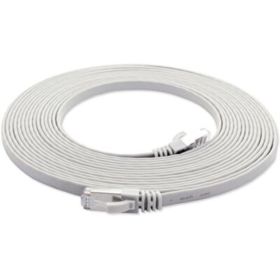 1aTTack.de Cat.7 płaski kabel sieciowy 10 GB/s Slim Flat RJ45 Patch kable instalacyjne taśma kompatybilny z CAT5 CAT6 CAT7 CAT 8, biały, 1 sztuka 10 m 1aTTack.de Cat.7 płaski kabel sieciowy 10 GB/s Slim Flat RJ45 Patch kable instalacyjne taśma kompatybilny z CAT5 CAT6 CAT7 CAT 8, biały, 1 sztuka 10 m