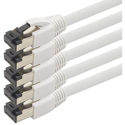 1aTTack.de Kabel sieciowy Cat 8 0,25 m Kabel CAT8 biały Zestaw 5 kabli sieciowych Cat.8 Lan 2000 MHz 40 Gbit s 40GBase-T Poe+ kabel krosowy Kabel Ethernet LSZH 5 x 0,25 metra biały 1aTTack.de Kabel sieciowy Cat 8 0,25 m Kabel CAT8 biały Zestaw 5 kabli sieciowych Cat.8 Lan 2000 MHz 40 Gbit s 40GBase-T Poe+ kabel krosowy Kabel Ethernet LSZH 5 x 0,25 metra biały