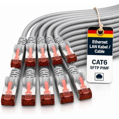1aTTack.de 10 x 3 metry Cat 6 kabel sieciowy kabel krosowy Cat6 RJ45 SFTP szary 1aTTack.de 10 x 3 metry Cat 6 kabel sieciowy kabel krosowy Cat6 RJ45 SFTP szary