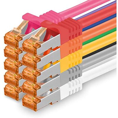 1aTTack.de 686516 Cat7-10x 0,5m, kabel sieciowy Cat 7 Ethernet LAN 10 Gb/s, PIMF LSZH, 10 kolorów 1aTTack.de 686516 Cat7-10x 0,5m, kabel sieciowy Cat 7 Ethernet LAN 10 Gb/s, PIMF LSZH, 10 kolorów