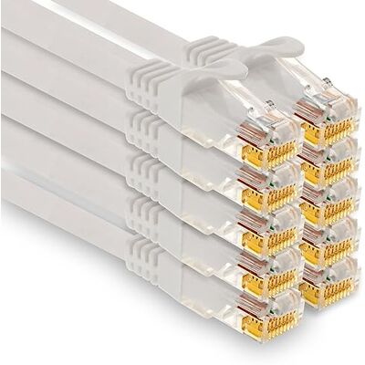 1aTTack.de 10 x 2,0 m Cat7 kabel sieciowy, Cat.7 Ethernet, Lan & Cat 7 kabel krosowy dla maksymalnej prędkości Internetu i łączy wszystkie urządzenia z wtyczką RJ 45, biały 1aTTack.de 10 x 2,0 m Cat7 kabel sieciowy, Cat.7 Ethernet, Lan & Cat 7 kabel krosowy dla maksymalnej prędkości Internetu i łączy wszystkie urządzenia z wtyczką RJ 45, biały
