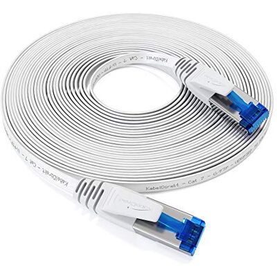 KabelDirekt – Płaski kabel Ethernet CAT7 10Gbit/s – 10m 10Gbit/s maksymalna prędkość światłowodu, bardzo elastyczny i odpowiedni do stałej instalacji, LAN, RJ45, biały KabelDirekt – Płaski kabel Ethernet CAT7 10Gbit/s – 10m 10Gbit/s maksymalna prędkość światłowodu, bardzo elastyczny i odpowiedni do stałej instalacji, LAN, RJ45, biały