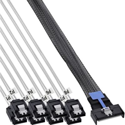 InLine Kabel rozdzielający MCIO x8 do 8X SATA męski do HDD i SSD 1 m InLine Kabel rozdzielający MCIO x8 do 8X SATA męski do HDD i SSD 1 m