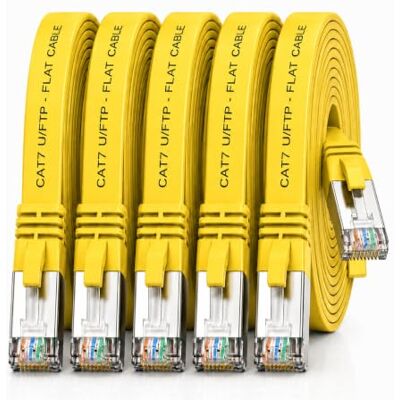1aTTack.de 0,25 m żółty 5 sztuk CAT.7 Gigabit Ethernet LAN płaski kabel wstążkowy (RJ45) kabel sieciowy nieprzetworzony kabel (10 GB/s) kabel instalacyjny płaski smukły kompatybilny z Cat.5 Cat 1aTTack.de 0,25 m żółty 5 sztuk CAT.7 Gigabit Ethernet LAN płaski kabel wstążkowy (RJ45) kabel sieciowy nieprzetworzony kabel (10 GB/s) kabel instalacyjny płaski smukły kompatybilny z Cat.5 Cat