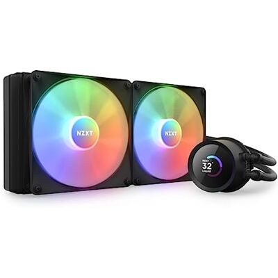 NZXT Kraken 280 RGB RL-KR280-B1-280 mm AIO CPU chłodzący ciecz konfigurowalny kwadratowy wyświetlacz LCD 1,5" do obrazów, wskaźników wydajności, pompa o wysokiej wydajności, 2 x wentylatory NZXT Kraken 280 RGB RL-KR280-B1-280 mm AIO CPU chłodzący ciecz konfigurowalny kwadratowy wyświetlacz LCD 1,5" do obrazów, wskaźników wydajności, pompa o wysokiej wydajności, 2 x wentylatory