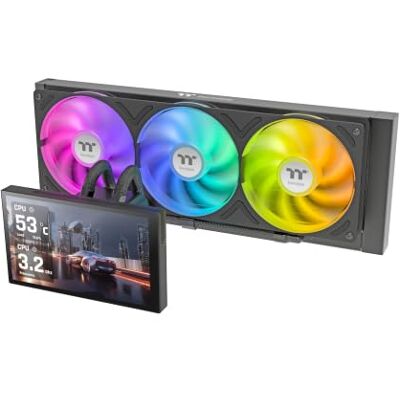Thermaltake ST360 Ultra chłodzenie wodą 360 mm All‑In‑One 7-calowy wyświetlacz IPS LCD pojedynczy wentylator ARGB pompa o wysokiej wydajności wsparcie Intel/AMD Thermaltake ST360 Ultra chłodzenie wodą 360 mm All‑In‑One 7-calowy wyświetlacz IPS LCD pojedynczy wentylator ARGB pompa o wysokiej wydajności wsparcie Intel/AMD