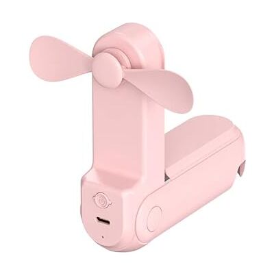 Rawrr Mini wentylator USB, zasilany bateriami, przenośny wentylator, możliwość ponownego ładowania, składany wentylator kieszonkowy, z latarką, funkcja stojaka (różowy) Rawrr Mini wentylator USB, zasilany bateriami, przenośny wentylator, możliwość ponownego ładowania, składany wentylator kieszonkowy, z latarką, funkcja stojaka (różowy)