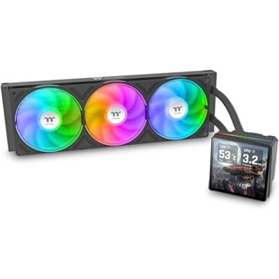 Thermaltake TH360 V3 Ultra ARGB All-in-one water cooling 3.95" TFT LCD display Rotatable pump head Single frame fan Black Thermaltake TH360 V3 Ultra ARGB All-in-one water cooling 3.95" TFT LCD display Rotatable pump head Single frame fan Black