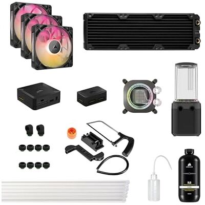 Corsair iCUE LINK XH505i RX 360 RGB Niestandardowy układ chłodzenia — Blok wodny do CPU XC7 ELITE — Pompka i zbiornik XD6 ELITE — 3x RX120 RGB — radiator XR5 360 mm — iCUE LINK System Hub — Czarny Corsair iCUE LINK XH505i RX 360 RGB Niestandardowy układ chłodzenia — Blok wodny do CPU XC7 ELITE — Pompka i zbiornik XD6 ELITE — 3x RX120 RGB — radiator XR5 360 mm — iCUE LINK System Hub — Czarny