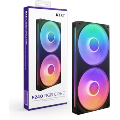 NZXT F240 RGB Core Wentylator RGB single-frame 240mm Czarny Zestaw single-frame 240mm z dwoma wentylatorami RGB 120mm na jednym kablu. Prędkość i podświetlenie sterowane przez CAM. NZXT F240 RGB Core Wentylator RGB single-frame 240mm Czarny Zestaw single-frame 240mm z dwoma wentylatorami RGB 120mm na jednym kablu. Prędkość i podświetlenie sterowane przez CAM.
