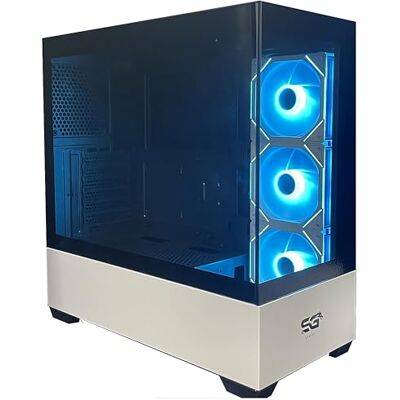 SaharaGaming SG520 W / 3 x 12 cm białe lustrzane wentylatory ARGB i mini wentylator PWM Fan Hub Fan Hartowane etui do gier z USB 3.0 i USB 2.0, obsługuje AIO do 360 mm, zasilacz 170 mm i wysokość SaharaGaming SG520 W / 3 x 12 cm białe lustrzane wentylatory ARGB i mini wentylator PWM Fan Hub Fan Hartowane etui do gier z USB 3.0 i USB 2.0, obsługuje AIO do 360 mm, zasilacz 170 mm i wysokość