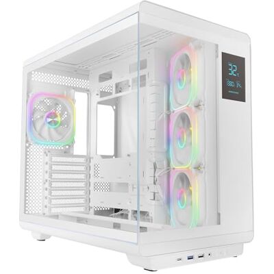 Mars Gaming MC-REVPRO, Obudowa PC ATX, Ekran LCD 4.3", Ciągłe Szkło Hartowane, 4 Wentylatory PWM ARGB, Chłodzenie Cieczą do 360mm, Kompatybilność z Płytami Głównymi z Odwróconym Złączem, USB-C, Biały Mars Gaming MC-REVPRO, Obudowa PC ATX, Ekran LCD 4.3", Ciągłe Szkło Hartowane, 4 Wentylatory PWM ARGB, Chłodzenie Cieczą do 360mm, Kompatybilność z Płytami Głównymi z Odwróconym Złączem, USB-C, Biały