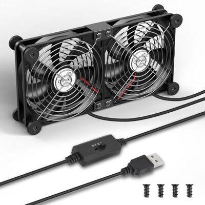 OTraki Dwurzędowy wentylator do laptopa USB, 2 w 1 wentylator USB 120 mm 3 prędkości regulowany, przenośny wentylator stołowy z 8 amortyzatorami do laptopa/tv box/routera OTraki Dwurzędowy wentylator do laptopa USB, 2 w 1 wentylator USB 120 mm 3 prędkości regulowany, przenośny wentylator stołowy z 8 amortyzatorami do laptopa/tv box/routera