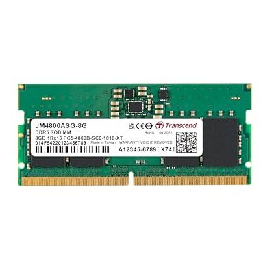 Transcend JetRam 8 GB DDR5 RAM 4800 MHz niebuforowany SO-DIMM 1Rx16 CL40 1.1V, JM4800ASG-8G Transcend JetRam 8 GB DDR5 RAM 4800 MHz niebuforowany SO-DIMM 1Rx16 CL40 1.1V, JM4800ASG-8G