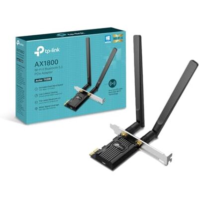 TP-Link Karta WiFi 6 PCIe AX1800 Archer TX20E, Bluetooth 5.2, adapter sieciowy bezprzewodowej z 2,4 GHz, 5 GHz, podwójne anteny o wysokim wzmocnieniu, WPA3, Windows 11/10 TP-Link Karta WiFi 6 PCIe AX1800 Archer TX20E, Bluetooth 5.2, adapter sieciowy bezprzewodowej z 2,4 GHz, 5 GHz, podwójne anteny o wysokim wzmocnieniu, WPA3, Windows 11/10