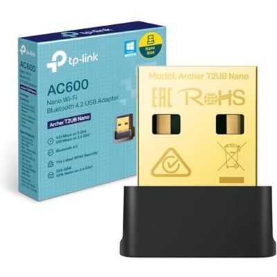 TP-Link Archer T2UB Nano Adapter Bluetooth 4.2 WiFi USB, Dual Band AC600Mbps, stały klucz PC, nadajnik, karta sieciowa, Windows 11/10 TP-Link Archer T2UB Nano Adapter Bluetooth 4.2 WiFi USB, Dual Band AC600Mbps, stały klucz PC, nadajnik, karta sieciowa, Windows 11/10