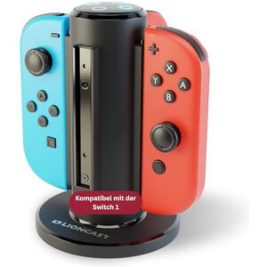 Lioncast Quad Charger do przełącznika Nintendo, stacja ładująca do Joy-Con kontroler ze stabilną podstawką, przełącznik stacji ładującej ze wskaźnikiem ładowania LED Lioncast Quad Charger do przełącznika Nintendo, stacja ładująca do Joy-Con kontroler ze stabilną podstawką, przełącznik stacji ładującej ze wskaźnikiem ładowania LED