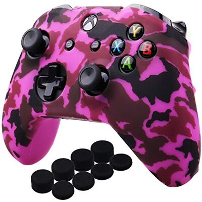 YoRHa Druk transferowy wody kamuflaż silikonowa osłona skórka etui do Microsoft Xbox One X i Xbox One S kontroler x 1 (ciemnoróżowy) z uchwytami na kciuk PRO x 8 YoRHa Druk transferowy wody kamuflaż silikonowa osłona skórka etui do Microsoft Xbox One X i Xbox One S kontroler x 1 (ciemnoróżowy) z uchwytami na kciuk PRO x 8