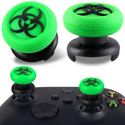 PlayRealm FPS Przedłużacz kciuka i tekstura 3D, gumowy, silikonowy uchwyt, osłona, 2 zestawy do kontrolera Xbox Series X/S i Xbox One (BioH Green) PlayRealm FPS Przedłużacz kciuka i tekstura 3D, gumowy, silikonowy uchwyt, osłona, 2 zestawy do kontrolera Xbox Series X/S i Xbox One (BioH Green)