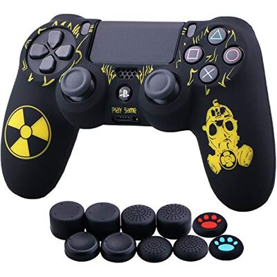 YoRHa Laserowe grawerowanie silikonowe etui Skin Case (promieniowanie) do PS4/Slim/Pro Dualshock 4 kontrolery x 1 z nakładkami x 10 YoRHa Laserowe grawerowanie silikonowe etui Skin Case (promieniowanie) do PS4/Slim/Pro Dualshock 4 kontrolery x 1 z nakładkami x 10