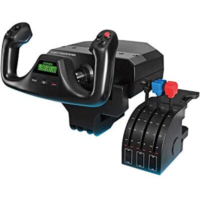 Logitech Saitek PRO Flight Yoke System, profesjonalny symulator jarzma i przepustnicy, 3 tryby, 75 programowalnych elementów sterujących, konfigurowalne pokrętła przepustnicy, stalowy trzonek, USB Logitech Saitek PRO Flight Yoke System, profesjonalny symulator jarzma i przepustnicy, 3 tryby, 75 programowalnych elementów sterujących, konfigurowalne pokrętła przepustnicy, stalowy trzonek, USB
