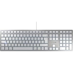 CHERRY KC 6000 SLIM FOR MAC, przewodowa klawiatura Mac (złącze USB-A), układ UK (QWERTY), ciche klawisze, płaska konstrukcja, biało-srebrna CHERRY KC 6000 SLIM FOR MAC, przewodowa klawiatura Mac (złącze USB-A), układ UK (QWERTY), ciche klawisze, płaska konstrukcja, biało-srebrna