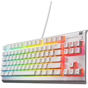 SteelSeries Apex 3 TKL White RGB klawiatura dla graczy – Obudowa bez części numerycznej – 8-strefowe podświetlenie RGB – Odporna na wodę i kurz – Niezwykle cichy przełącznik mechaniczny US QWERTY SteelSeries Apex 3 TKL White RGB klawiatura dla graczy – Obudowa bez części numerycznej – 8-strefowe podświetlenie RGB – Odporna na wodę i kurz – Niezwykle cichy przełącznik mechaniczny US QWERTY