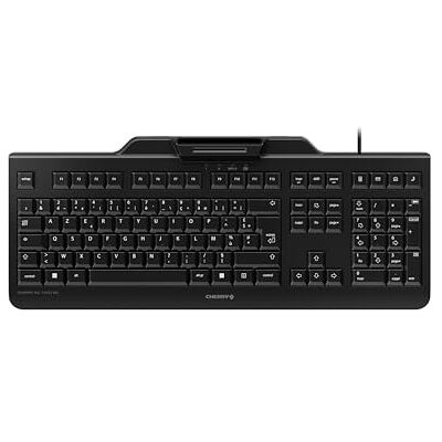 CHERRY KC 1000 SC, Przewodowa Klawiatura Bezpieczeństwa ze Zintegrowanym Czytnikiem Kart, Układ Francuski (AZERTY), Plug & Play, Płaska Konstrukcja, Czarny CHERRY KC 1000 SC, Przewodowa Klawiatura Bezpieczeństwa ze Zintegrowanym Czytnikiem Kart, Układ Francuski (AZERTY), Plug & Play, Płaska Konstrukcja, Czarny