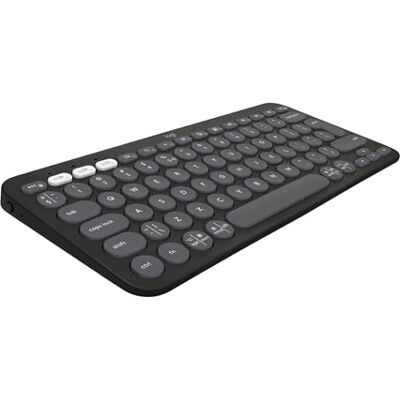 Logitech Pebble Keys 2 K380s, bezprzewodowa klawiatura Bluetooth do wielu urządzeń z ustawianymi skrótami, smukła, przenośna, przełączanie, Windows, macOS, iPadOS, Android, Chrome OS, QWERTY US-Grafit Logitech Pebble Keys 2 K380s, bezprzewodowa klawiatura Bluetooth do wielu urządzeń z ustawianymi skrótami, smukła, przenośna, przełączanie, Windows, macOS, iPadOS, Android, Chrome OS, QWERTY US-Grafit