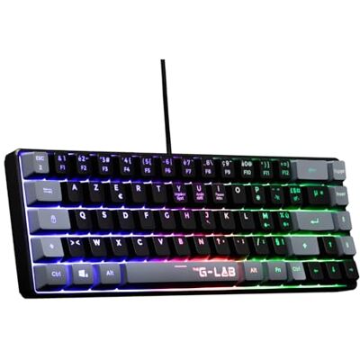 THE G-LAB Keyz Hydrogen, klawiatura gamingowa 60%, półmechaniczna klawiatura przewodowa Azerty, wielokolorowe podświetlenie cicha mini klawiatura dla graczy, kompaktowy format TKL PC/PS5 THE G-LAB Keyz Hydrogen, klawiatura gamingowa 60%, półmechaniczna klawiatura przewodowa Azerty, wielokolorowe podświetlenie cicha mini klawiatura dla graczy, kompaktowy format TKL PC/PS5