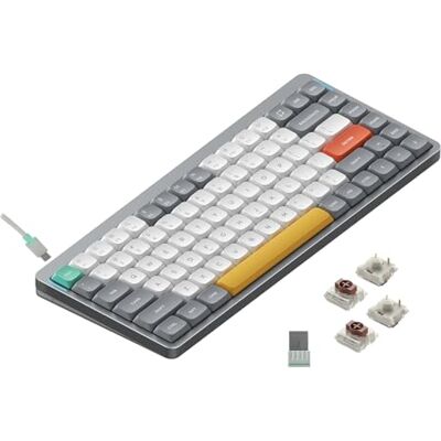 nuphy Klawiatura mechaniczna Air75 v2 QMK/VIA, 75% LLG Profile, Bluetooth 5.1, 2,4 GHz i połączenie kablowe, kompatybilna z systemami Windows i Mac OS Lunar Gray Switch Brown nuphy Klawiatura mechaniczna Air75 v2 QMK/VIA, 75% LLG Profile, Bluetooth 5.1, 2,4 GHz i połączenie kablowe, kompatybilna z systemami Windows i Mac OS Lunar Gray Switch Brown