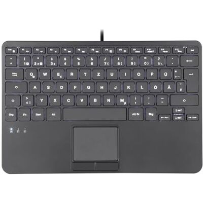 Perixx PERIBOARD-425 przewodowa klawiatura mini USB z touchpadem, przyciski nożycowe typu X, białe podświetlenie, 2 koncentratory USB, kompaktowa, układ QWERTY Perixx PERIBOARD-425 przewodowa klawiatura mini USB z touchpadem, przyciski nożycowe typu X, białe podświetlenie, 2 koncentratory USB, kompaktowa, układ QWERTY