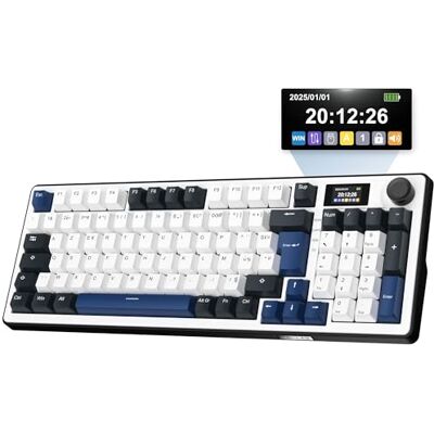 THE G-LAB KEYZ Elite 450 WB Bezprzewodowa klawiatura dla graczy z wyświetlaczem LCD, Tri Mode 2.4 Ghz/Bluetooth/przewodowa mechaniczna klawiatura Hot Swap, wstępnie nasmarowany przełącznik, 5 THE G-LAB KEYZ Elite 450 WB Bezprzewodowa klawiatura dla graczy z wyświetlaczem LCD, Tri Mode 2.4 Ghz/Bluetooth/przewodowa mechaniczna klawiatura Hot Swap, wstępnie nasmarowany przełącznik, 5