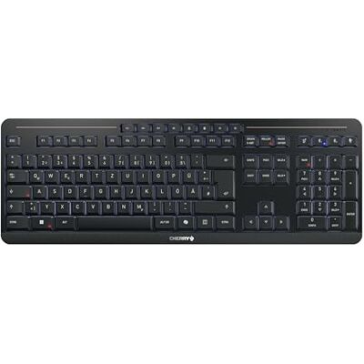 CHERRY STREAM KEYBOARD ULTIMATE, Bezprzewodowa Klawiatura Obsługująca do 4 Urządzeń, Układ Niemiecki (QWERTZ), Bluetooth, 2,4 GHz i Kabel, Podświetlana, Czarny CHERRY STREAM KEYBOARD ULTIMATE, Bezprzewodowa Klawiatura Obsługująca do 4 Urządzeń, Układ Niemiecki (QWERTZ), Bluetooth, 2,4 GHz i Kabel, Podświetlana, Czarny